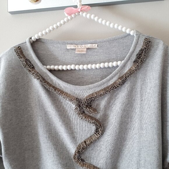 EUC Nougat London marbled grey cotton blend top with embellished detail, 1 - Picture 11 of 15